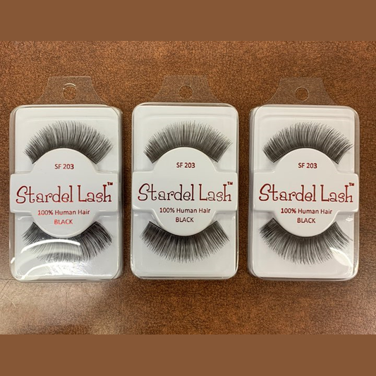 Stardel Lash 100% Human Hair Eyelashes Black, SF 203 (pack of 3) fs