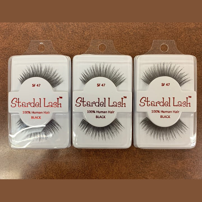 3-pack Stardel Lash / 100% Human Hair Eyelashes Black, SF 47 pure