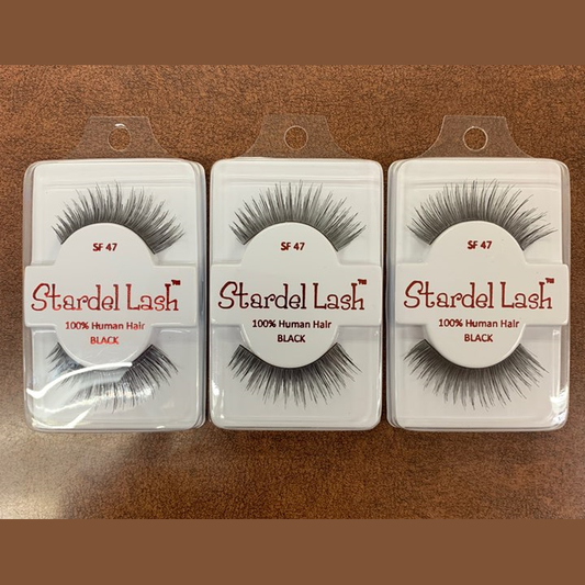 3-pack Stardel Lash / 100% Human Hair Eyelashes Black, SF 47 pure