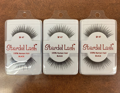 Stardel Lash 100% Human Hair Eyelashes Black - SF 47 (pack of 3)