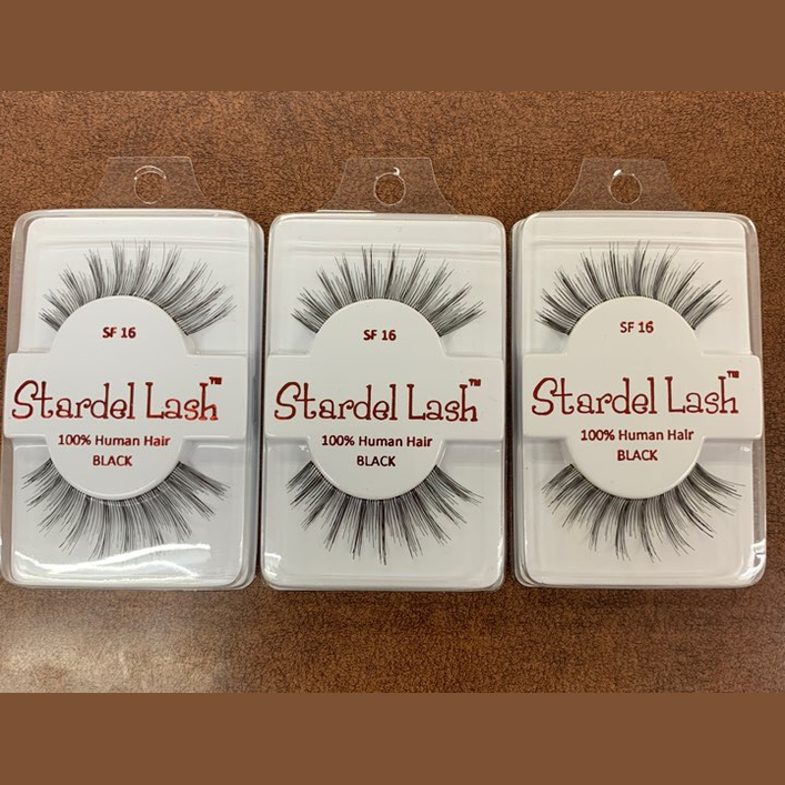 Stardel Lash 100% Human Hair Eyelashes Black, SF 16 (pack of 3) fs