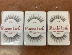 Stardel Lash 100% Human Hair Eyelashes -Black | SF 16 (pack of 3) FS
