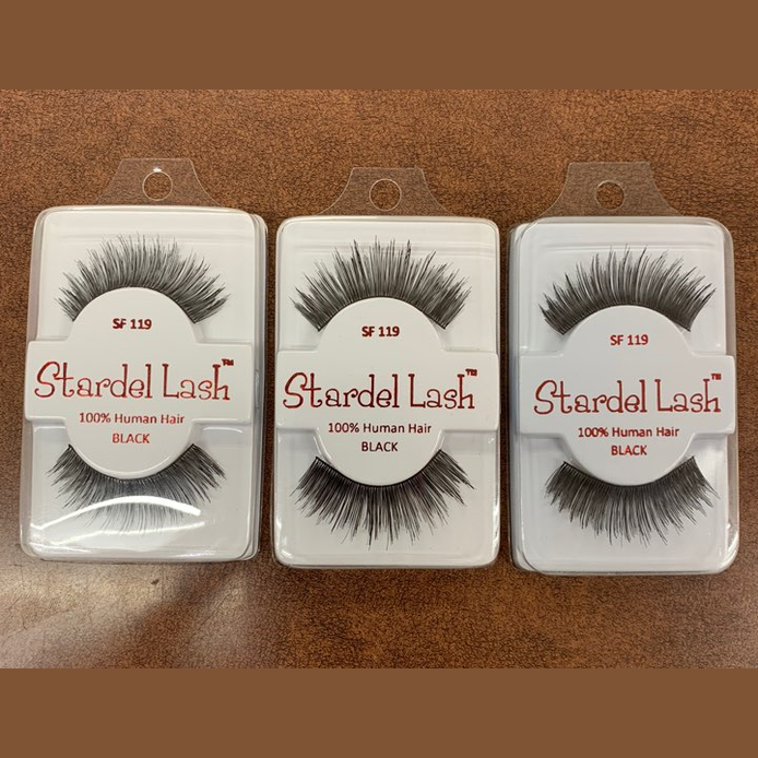 Stardel Lash 100% Human Hair , Eyelashes Black SF 119 (pack of 3) fs