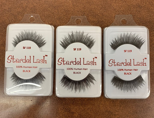 Stardel Lash 100% Human Hair , Eyelashes Black SF 119 (pack of 3) fs