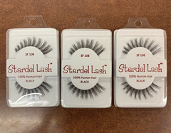 Stardel Lash 100% Human Hair Eyelashes -Black | SF 106 (pack of 3) FS
