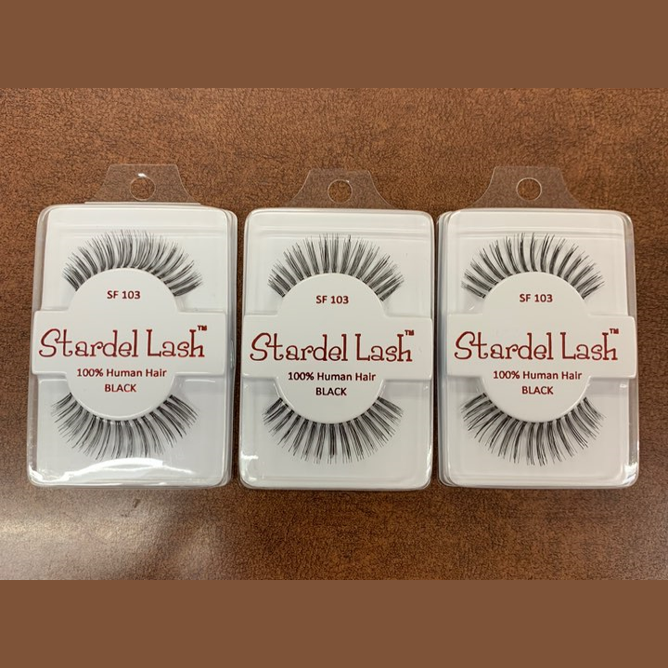 Stardel Lash 100% Human Hair Eyelashes Black, SF 103 (pack of 3) pure