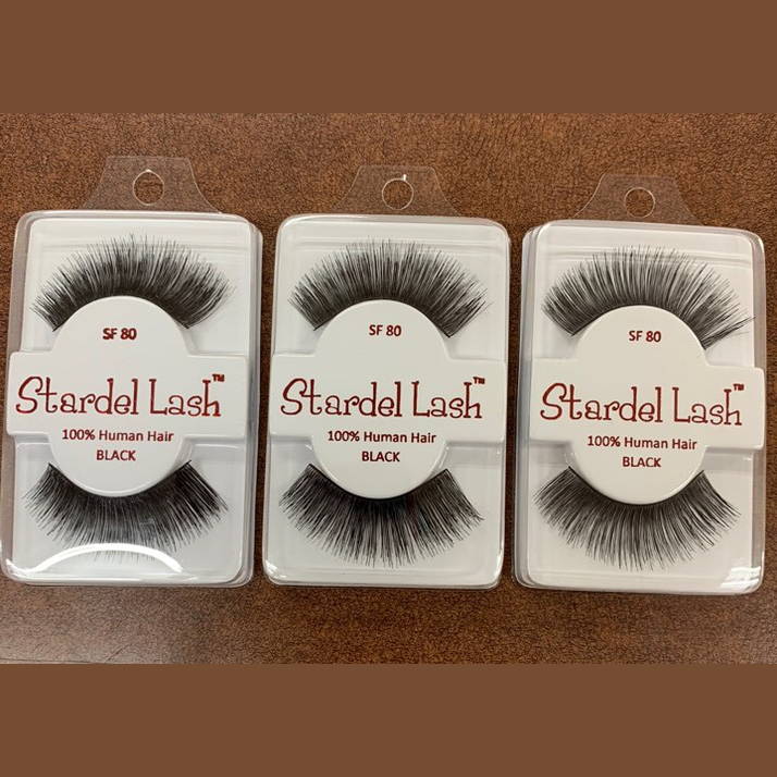 Stardel Lash 100% Human Hair Eyelashes Black, SF 80 (pack of 3) pure