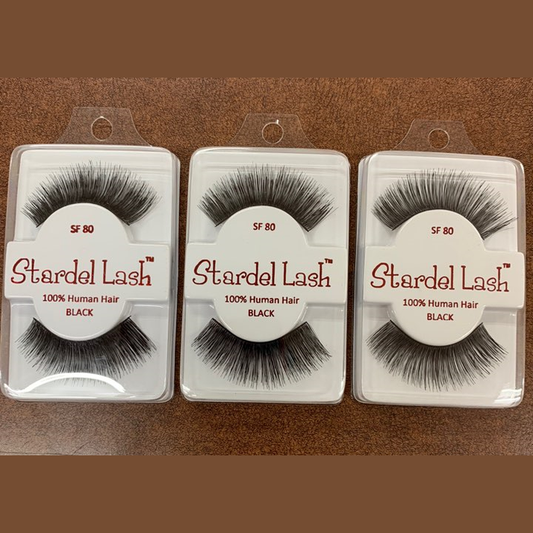 Stardel Lash 100% Human Hair Eyelashes Black, SF 80 (pack of 3) pure