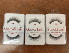 Stardel Lash 100% Human Hair Eyelashes Black - SF 01 (pack of 3) pure