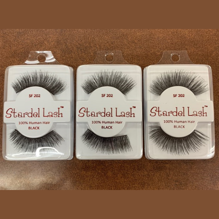 Stardel Lash 100% Human Hair Eyelashes Black, SF 202 (pack of 3) fs