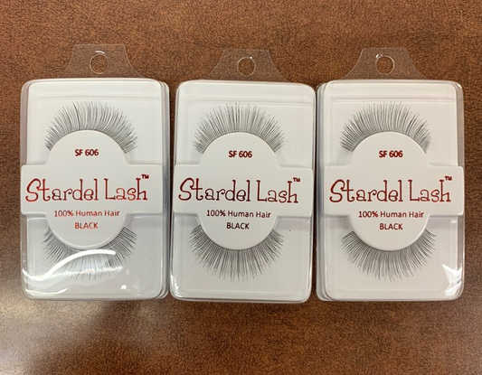 Stardel Lash 100% Human Hair Eyelashes Black, SF 606 (pack of 3) fs