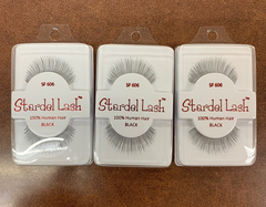 Stardel Lash 100% Human Hair Eyelashes Black - SF 606 (pack of 3)