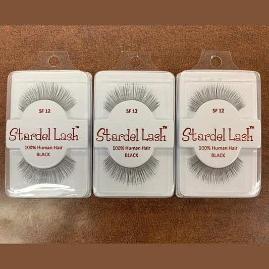 Stardel Lash 100% Human Hair Eyelashes Black, SF 12 (pack of 3) fs