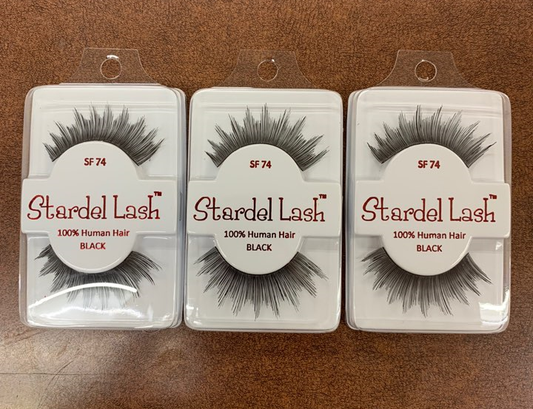 Stardel Lash 100% Human Hair Eyelashes Black, SF 74 (pack of 3) fs