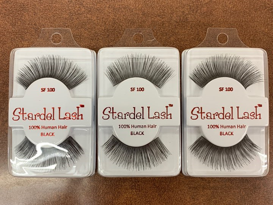 Stardel Lash 100% Human Hair Eyelashes Black, SF 100 (pack of 3) fs