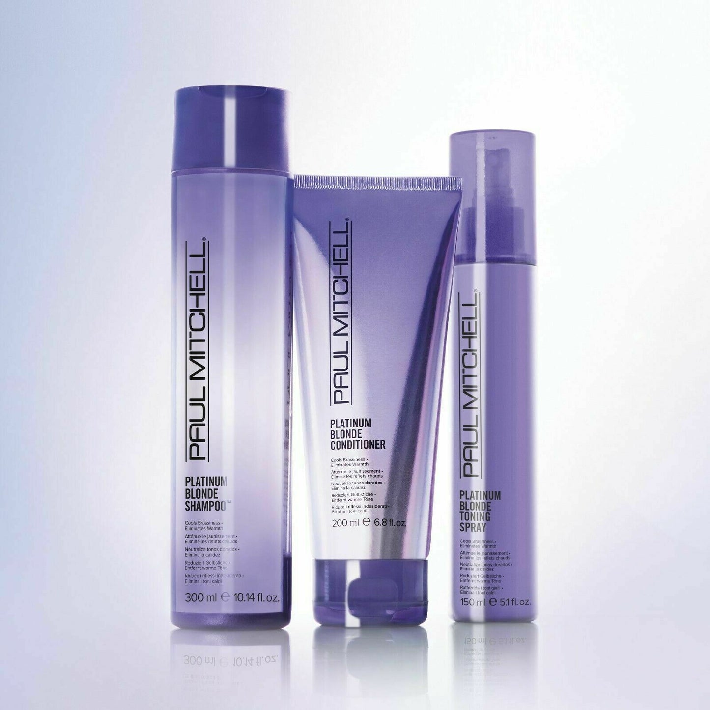 Paul Mitchell Platinum Blonde Shampoo Conditioner & Toning Spray 3pc set for blonde hair care
