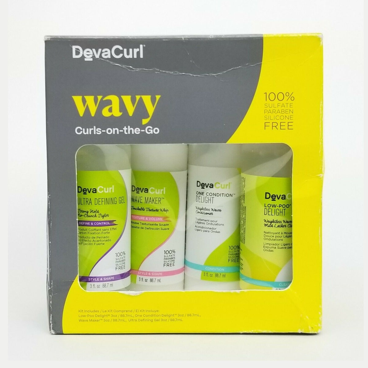DevaCurl WAVY Curls-on-the-Go Kit 4pc: 3 oz travel pure