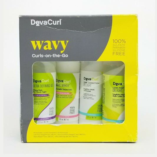 DevaCurl WAVY Curls-on-the-Go Kit 4pc: 3 oz travel pure