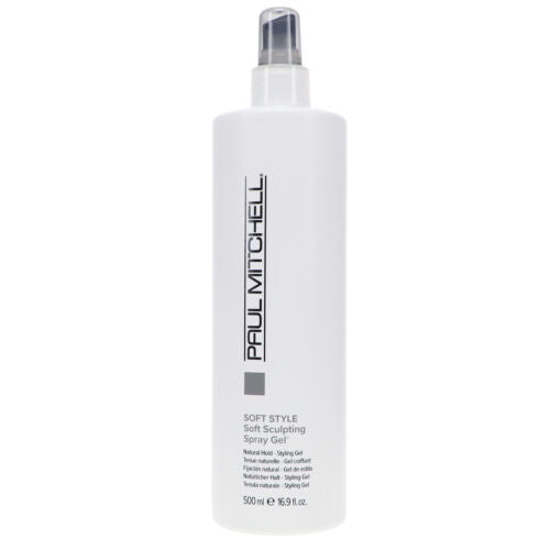 Paul Mitchell Soft Sculpting Spray Gel 16.9 oz in white bottle with natural hold for versatile hair styling